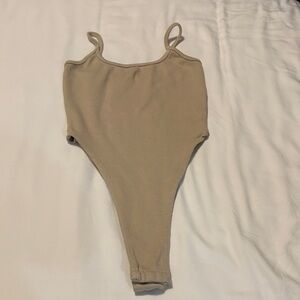 Women Tan One Piece bodysuit Size- Small